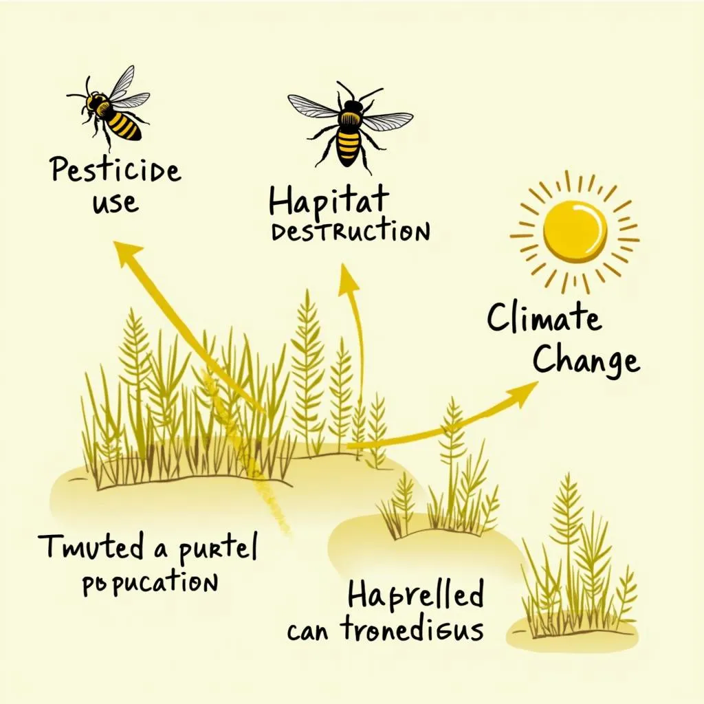 Reasons behind the decline in bee populations, including pesticides and habitat loss