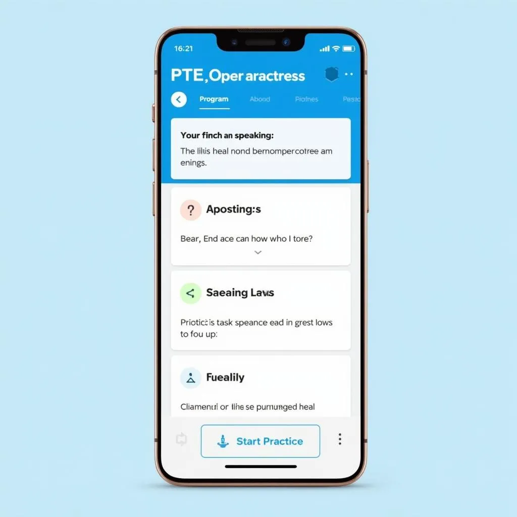 E2Language PTE speaking practice app interface