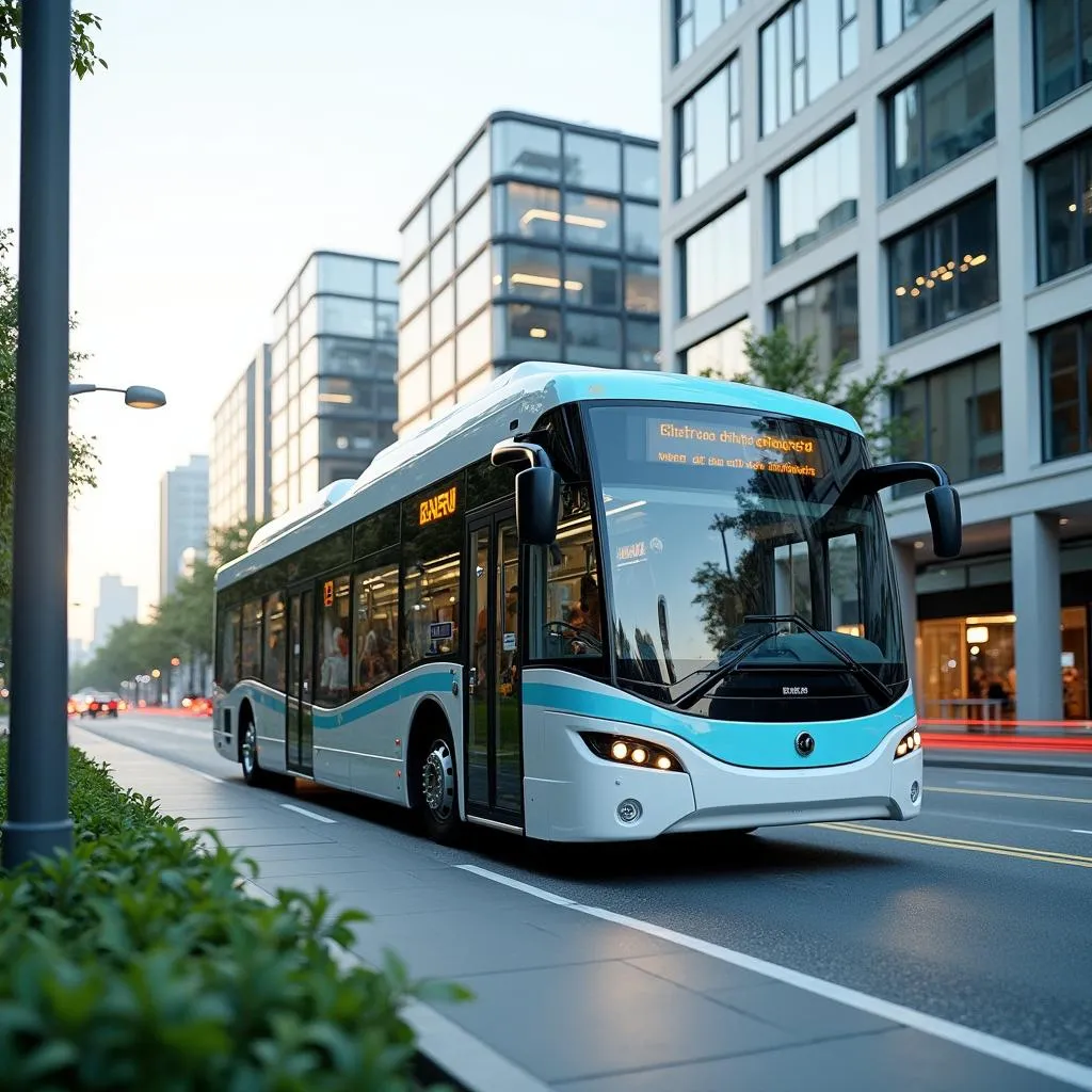 Public transport using renewable energy including electric buses and hydrogen sources