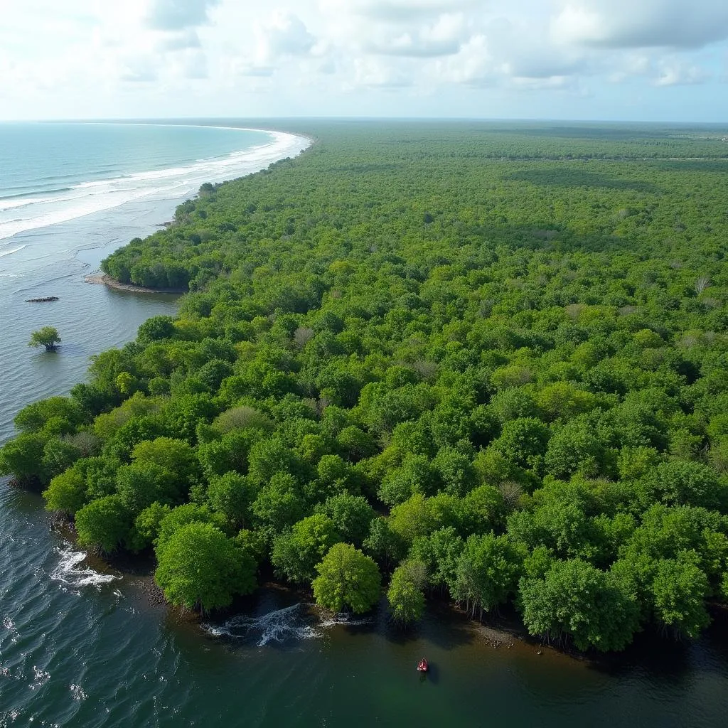 Mangrove restoration mitigates climate change effects and protects shorelines from rising seas