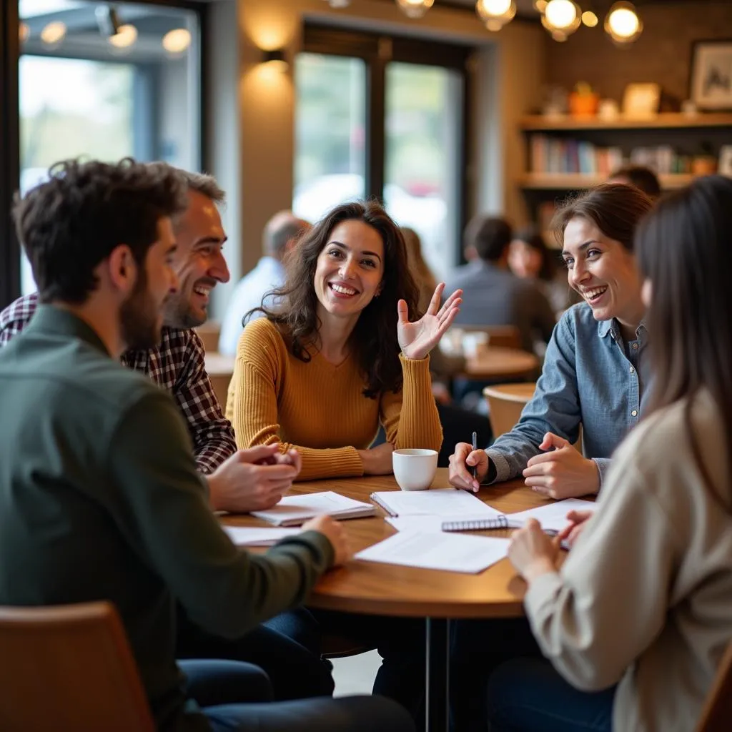 Native speakers at a language exchange meetup