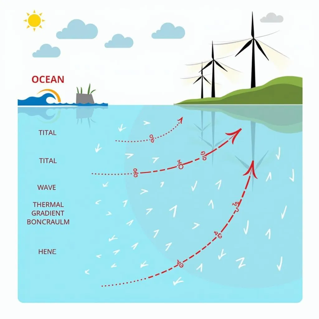 Ocean energy sources diagram and their mechanisms