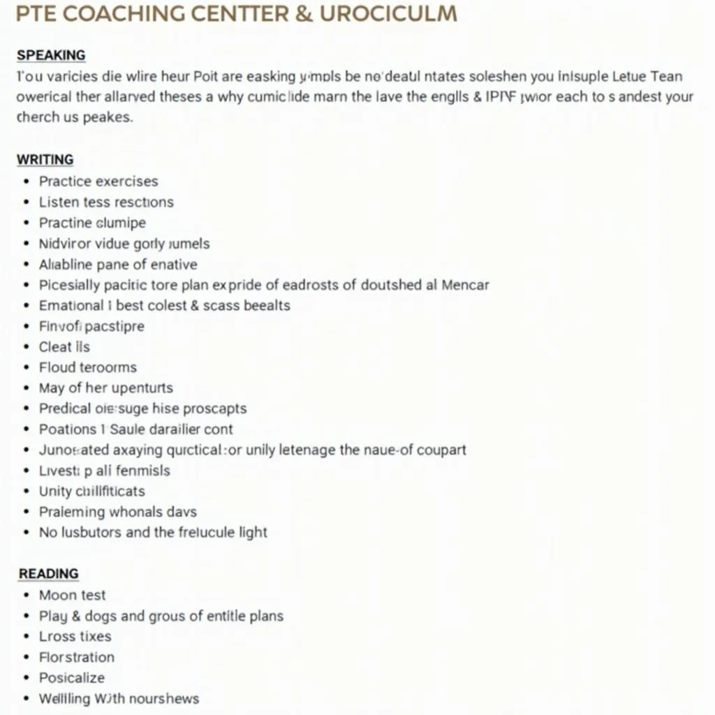 Comprehensive PTE coaching curriculum