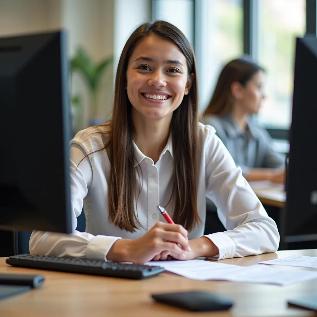 Confident PTE test-taker ready for exam