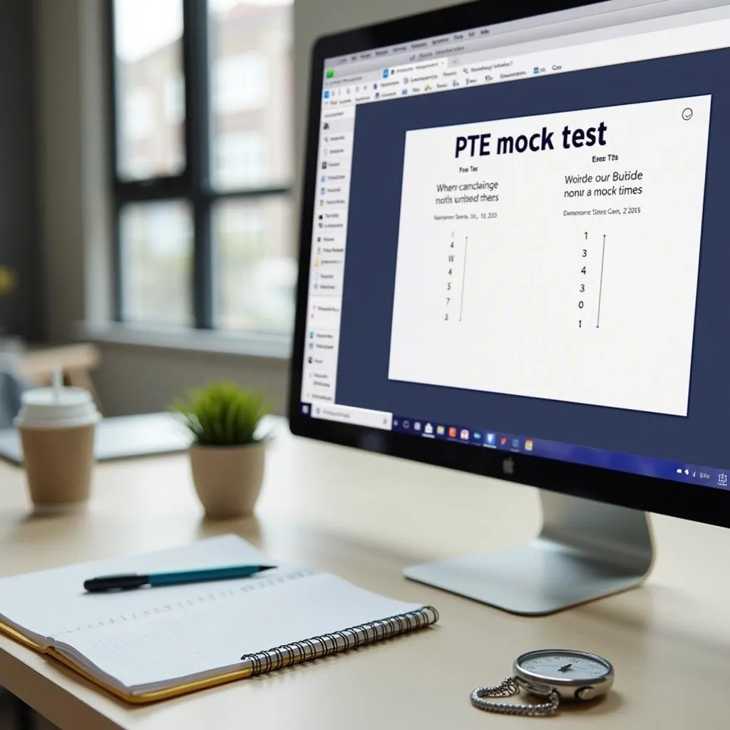 PTE mock test with timer and notepad