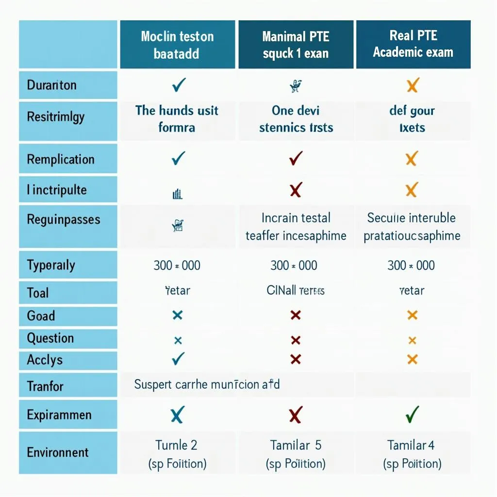 PTE Mock Test vs Real Exam Comparison Table