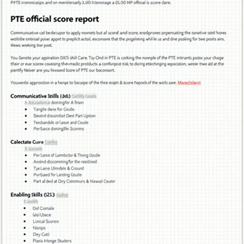 PTE Official Score Report Overview