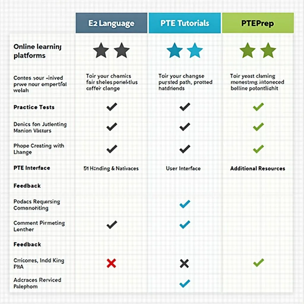 PTE Online Learning Platform Comparison Chart