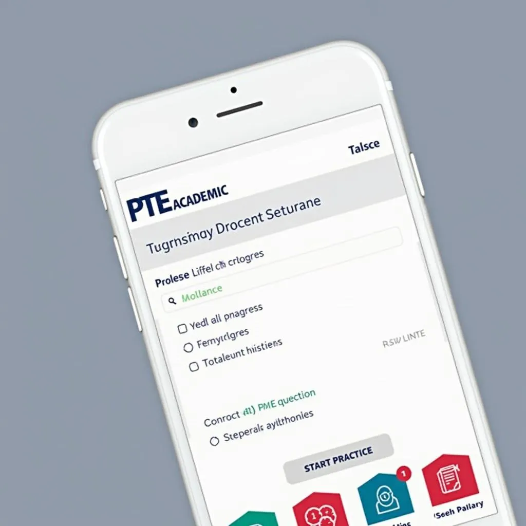 PTE Academic Practice Mobile App Interface