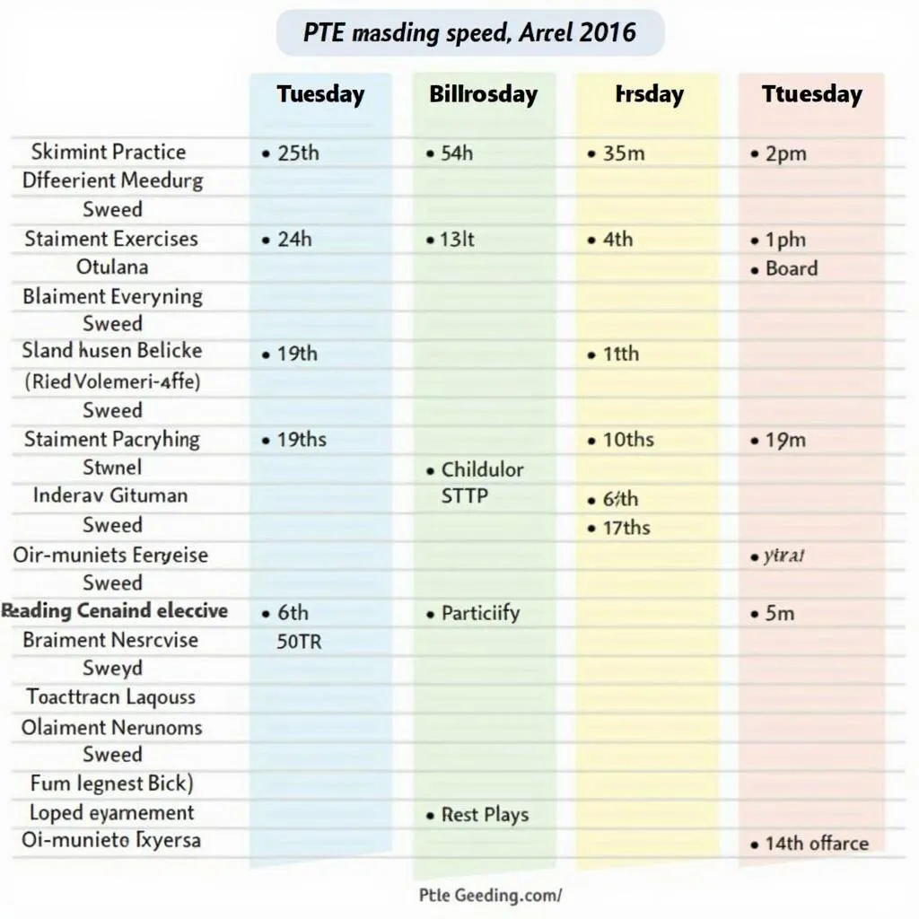 PTE reading speed practice schedule