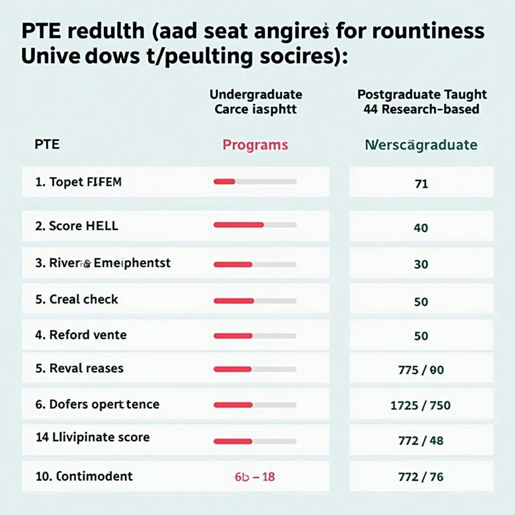 PTE Score Requirements Comparison