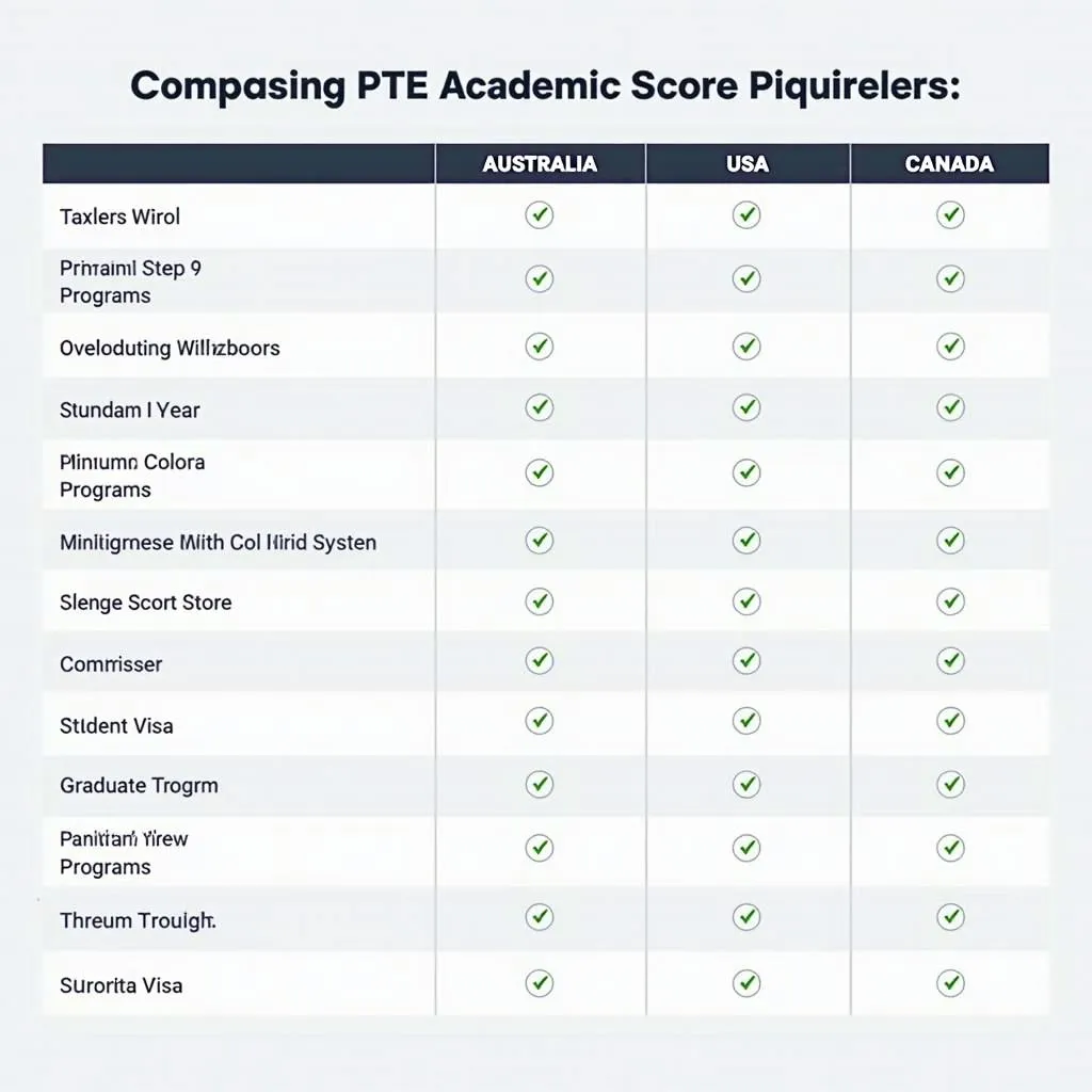 Comparison of PTE Score Requirements by Country