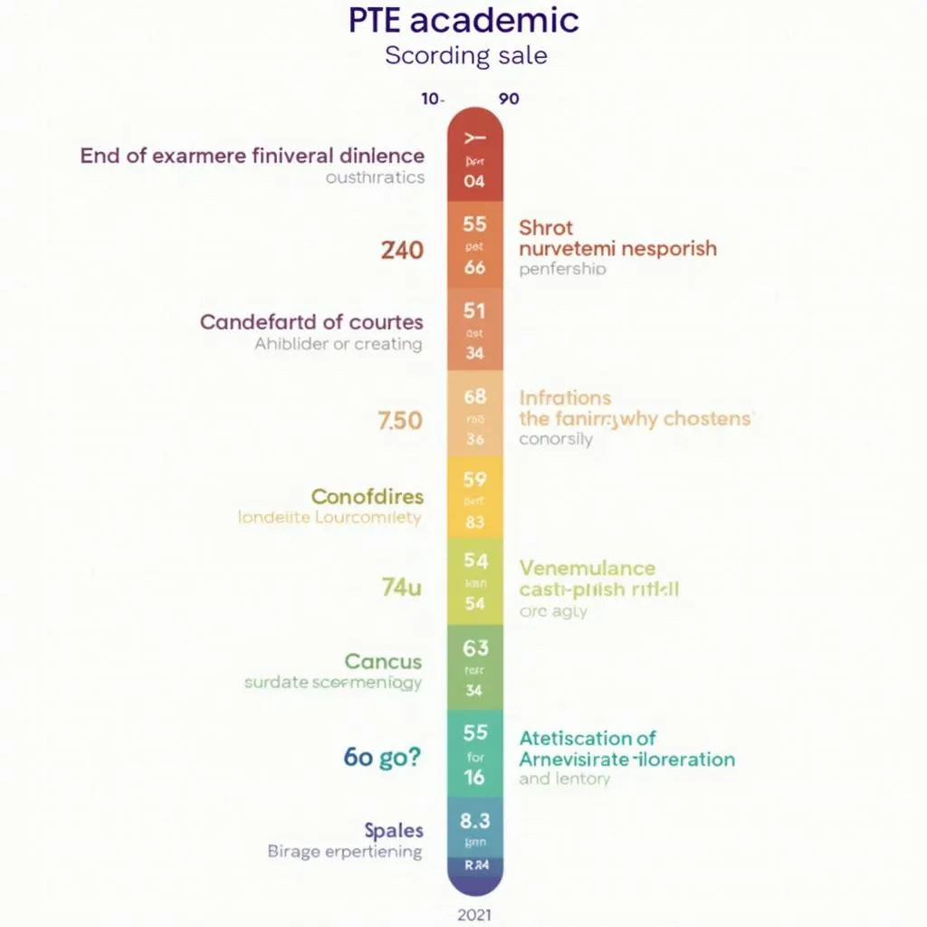 PTE Academic scoring scale from 10 to 90