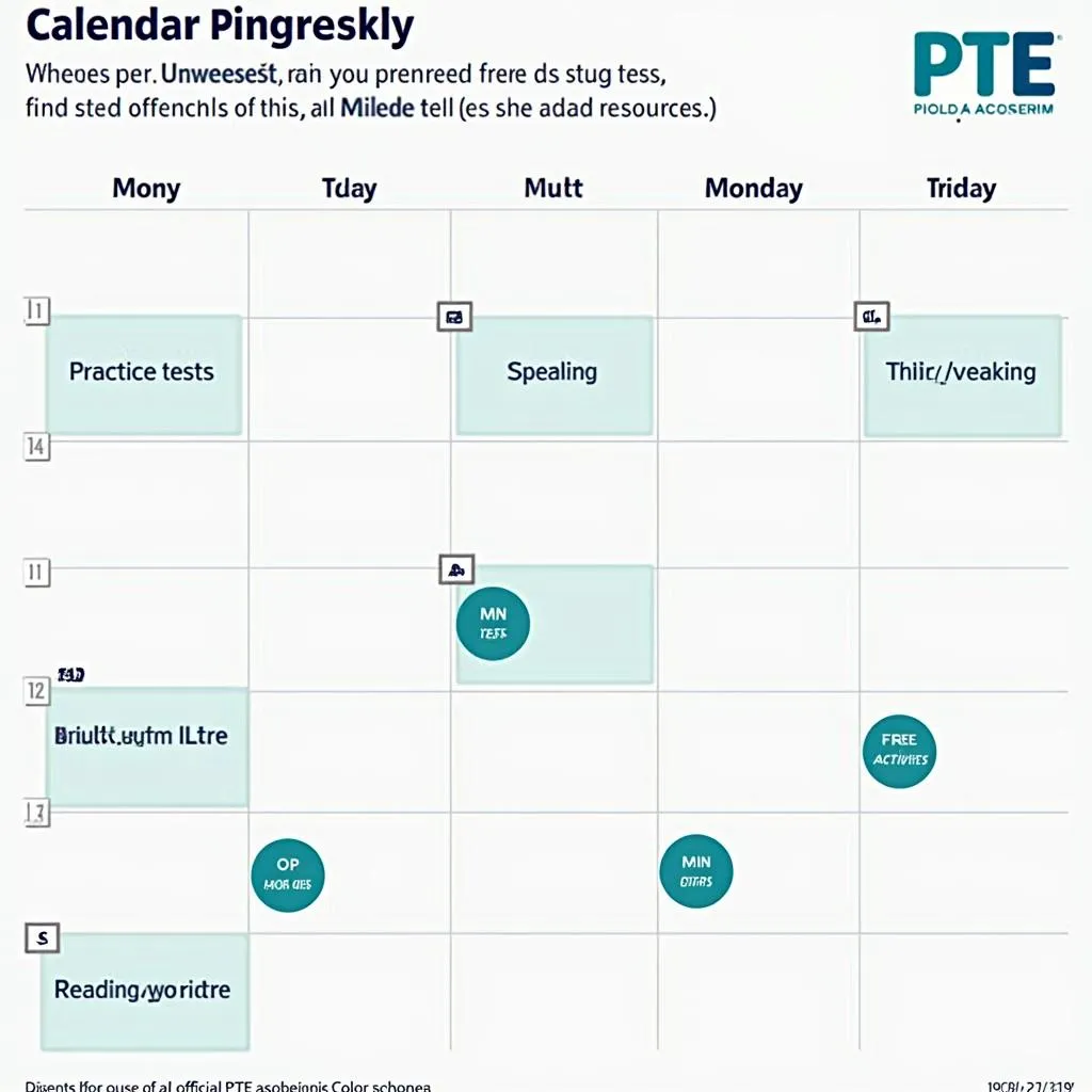 PTE Academic Study Plan Calendar