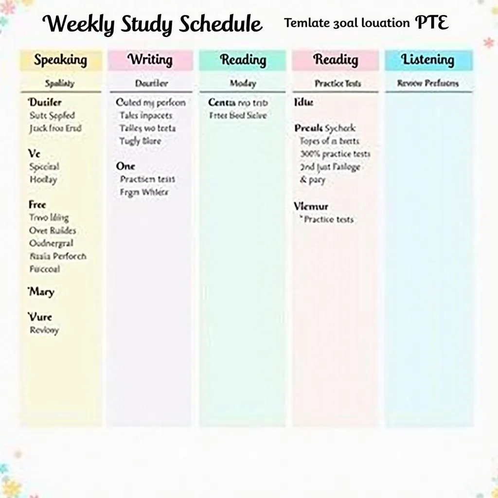 PTE Study Schedule Template