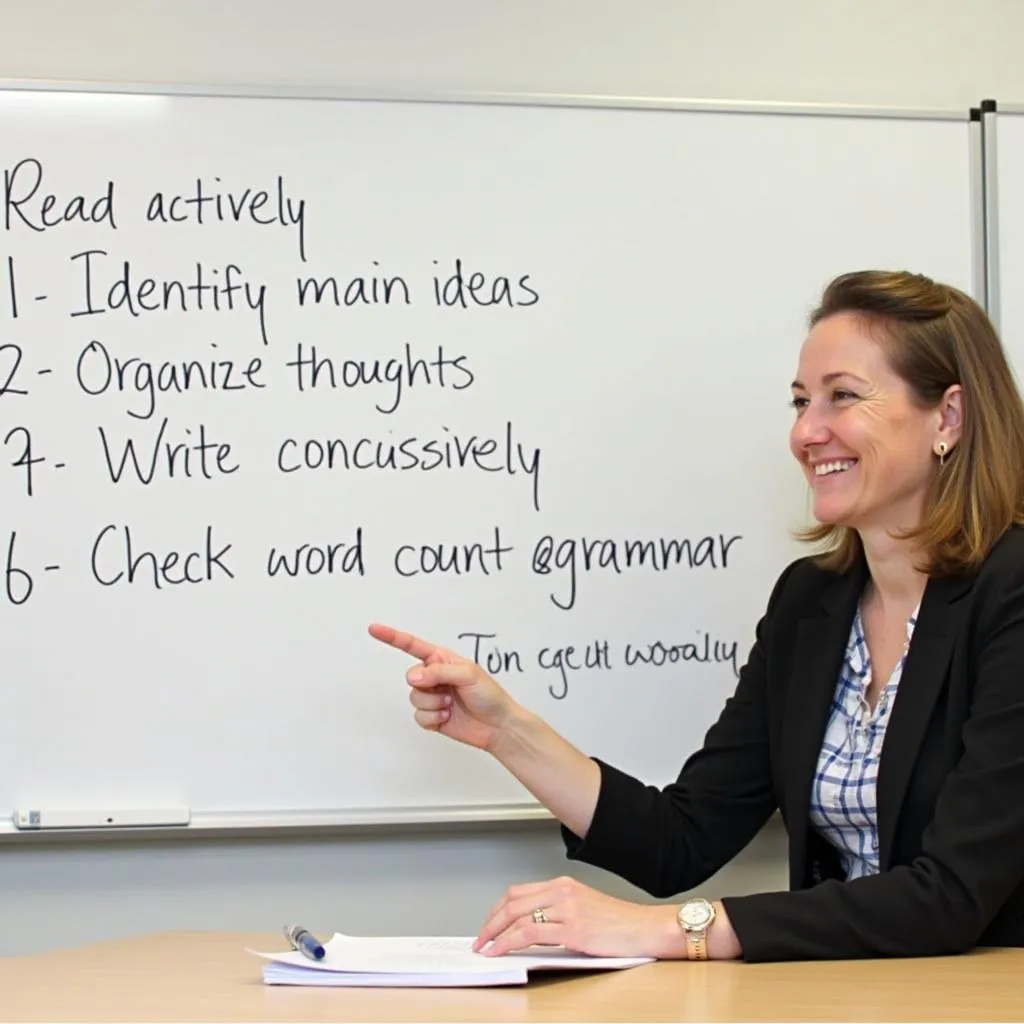 Expert demonstrating summarize written text techniques