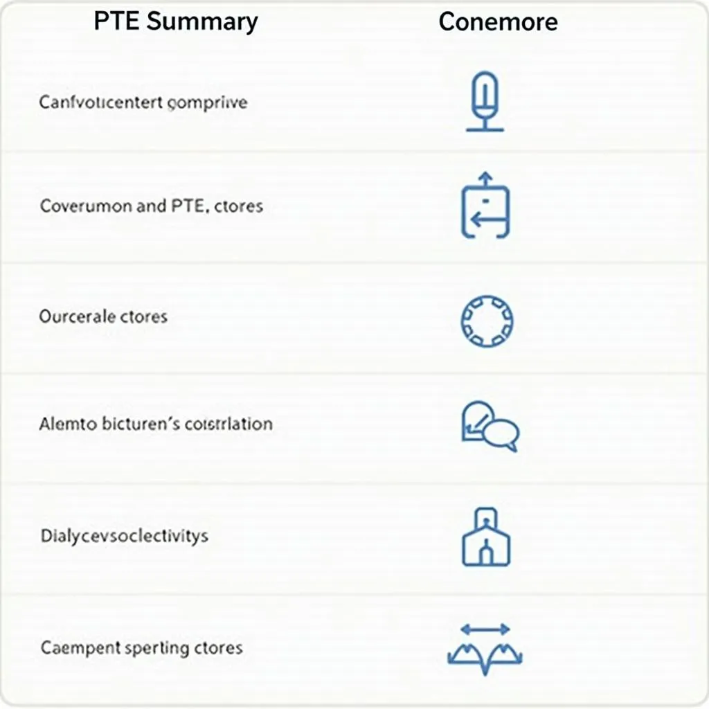 Analysis of PTE summaries based on content, form, grammar, and vocabulary strength