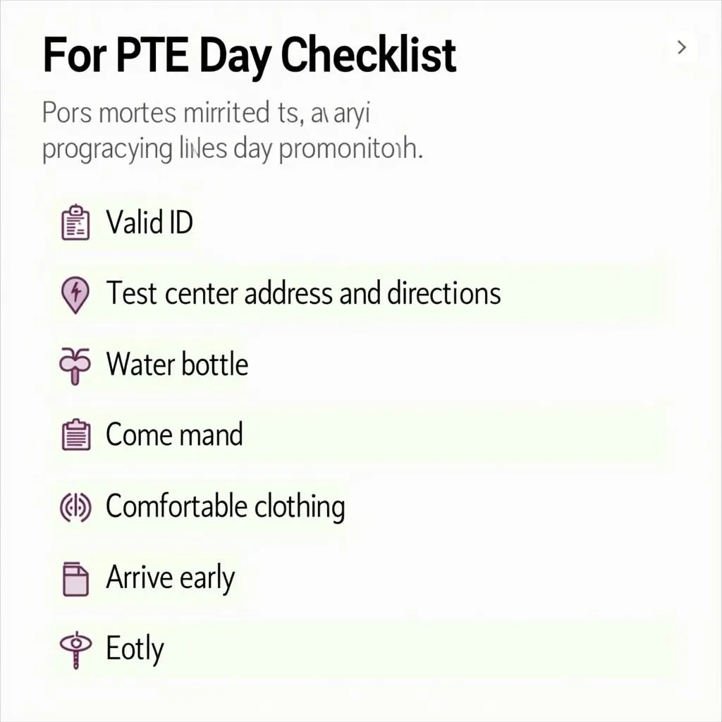 PTE test day preparation checklist