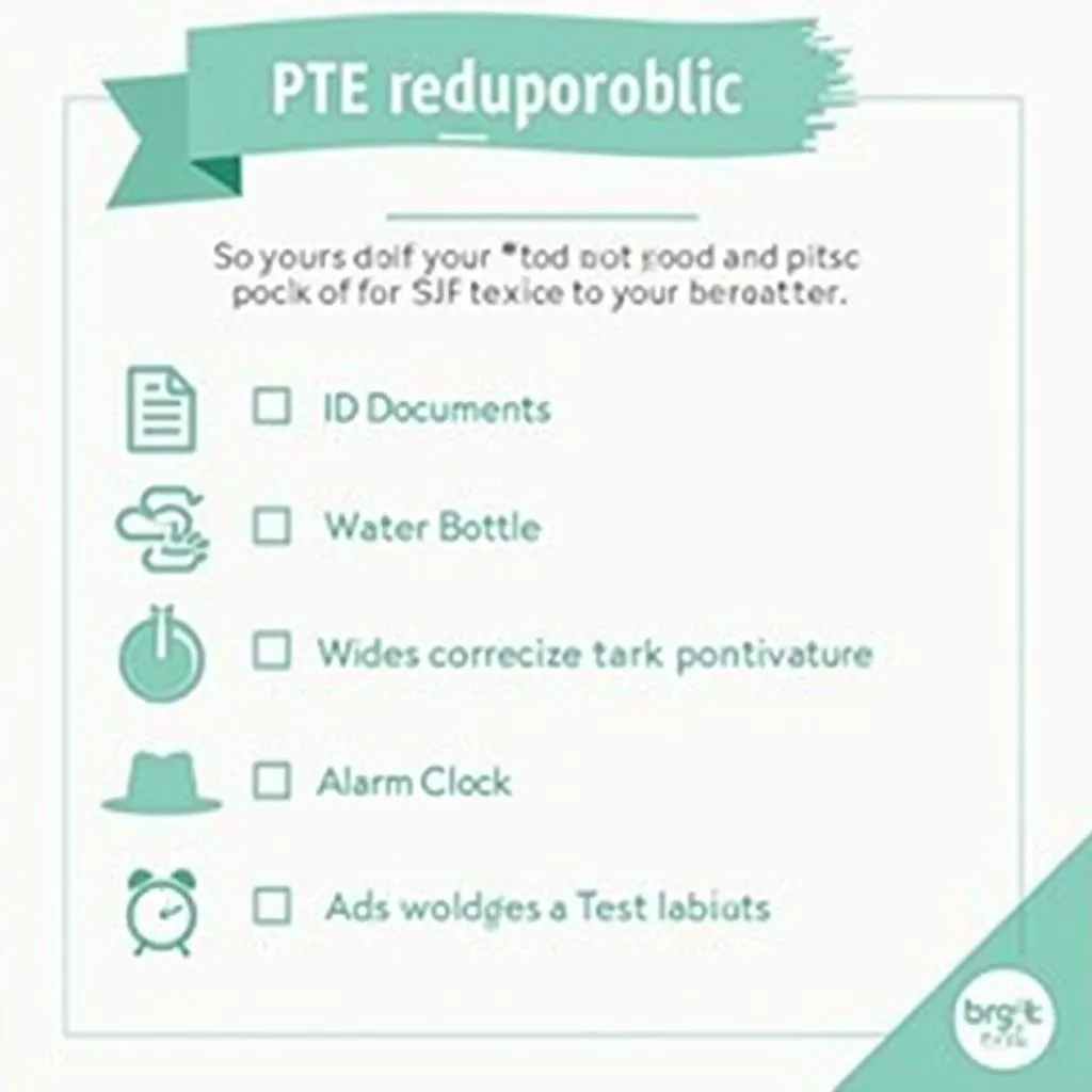 PTE test preparation checklist with essential items