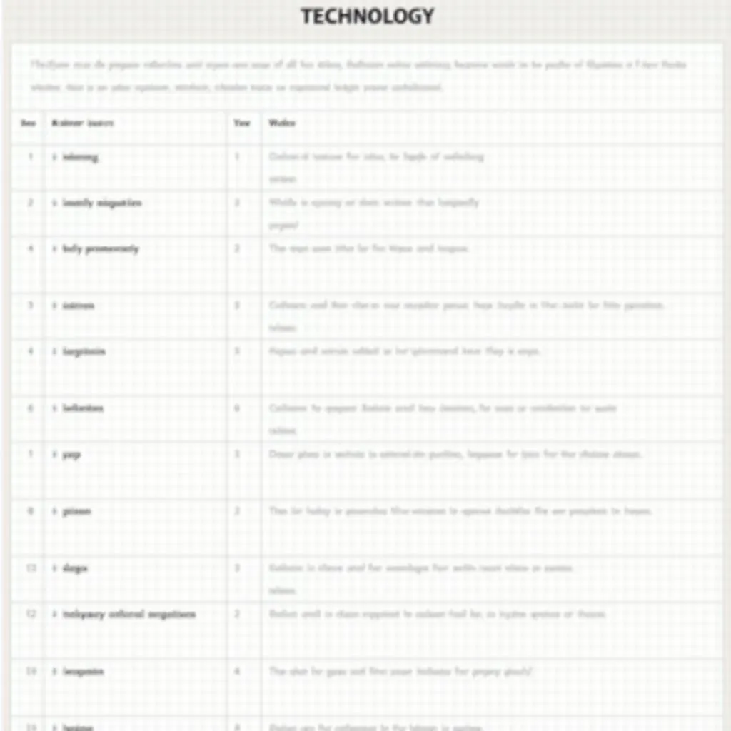 PTE thematic vocabulary list example