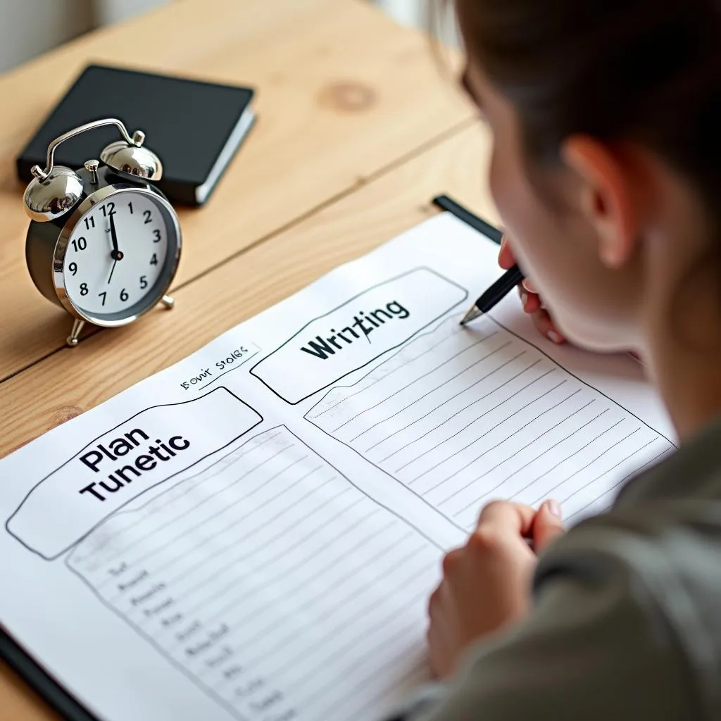 Student using time-boxed writing technique