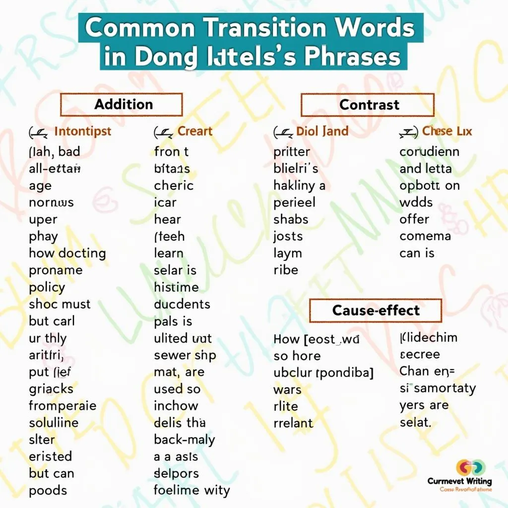 PTE transition words chart