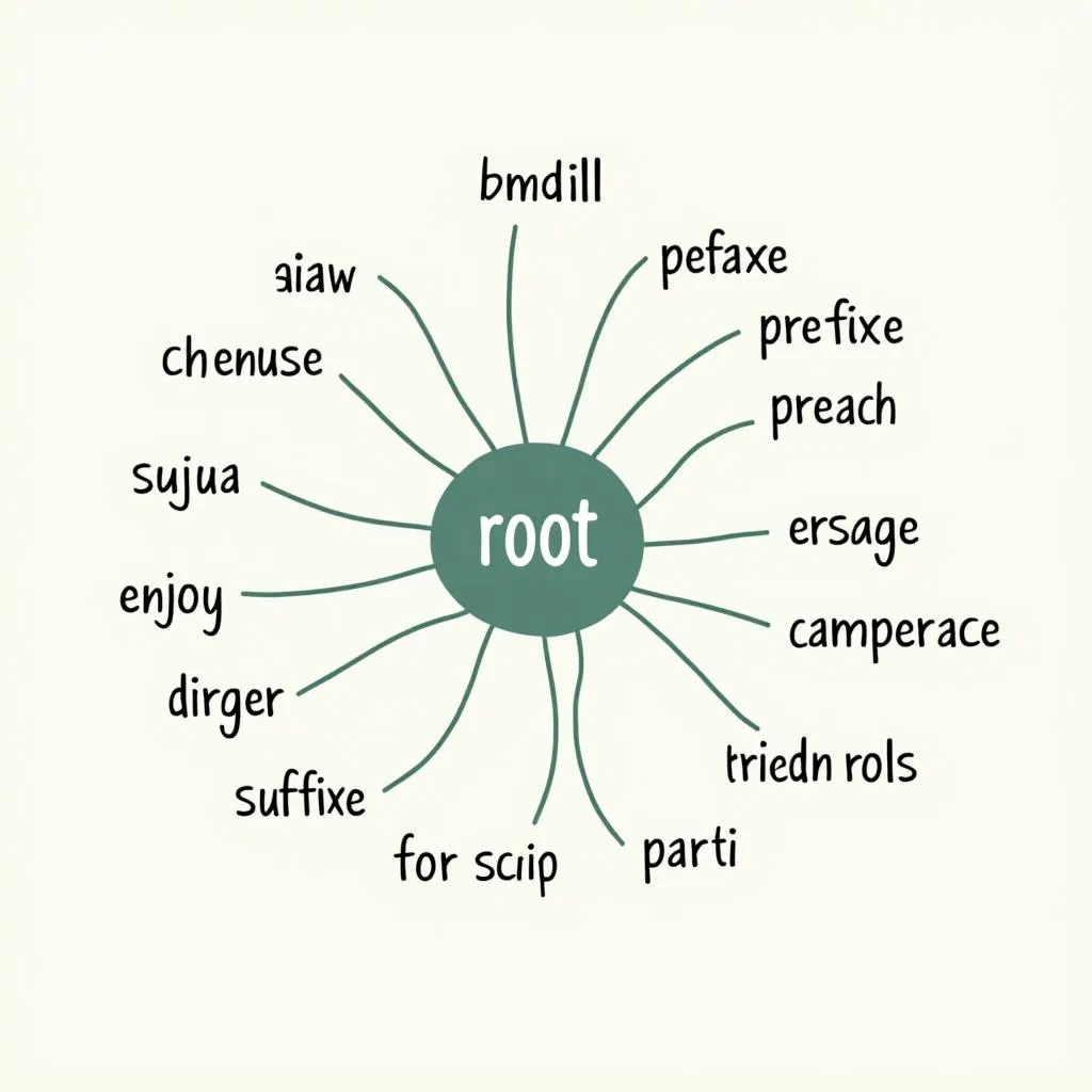 Word families and root words diagram for PTE vocabulary