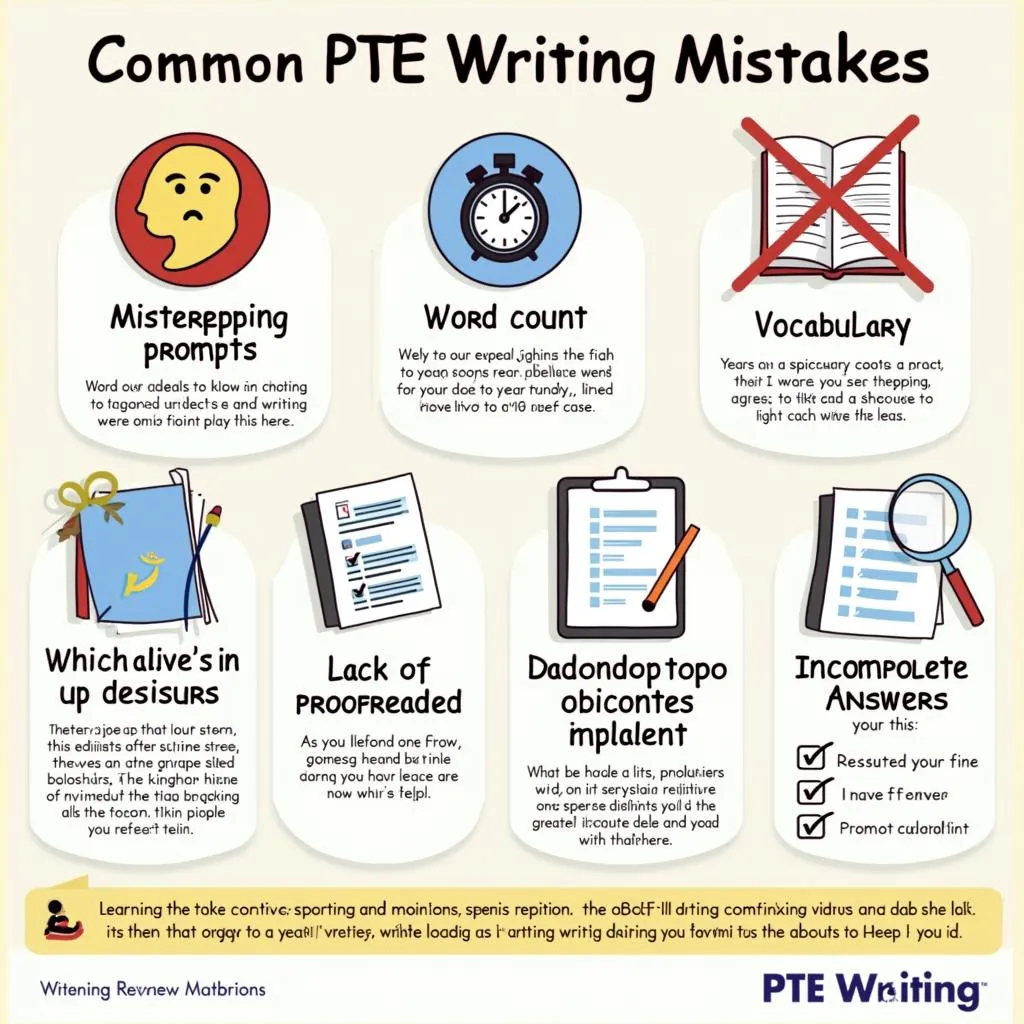 Infographic showing common PTE writing mistakes