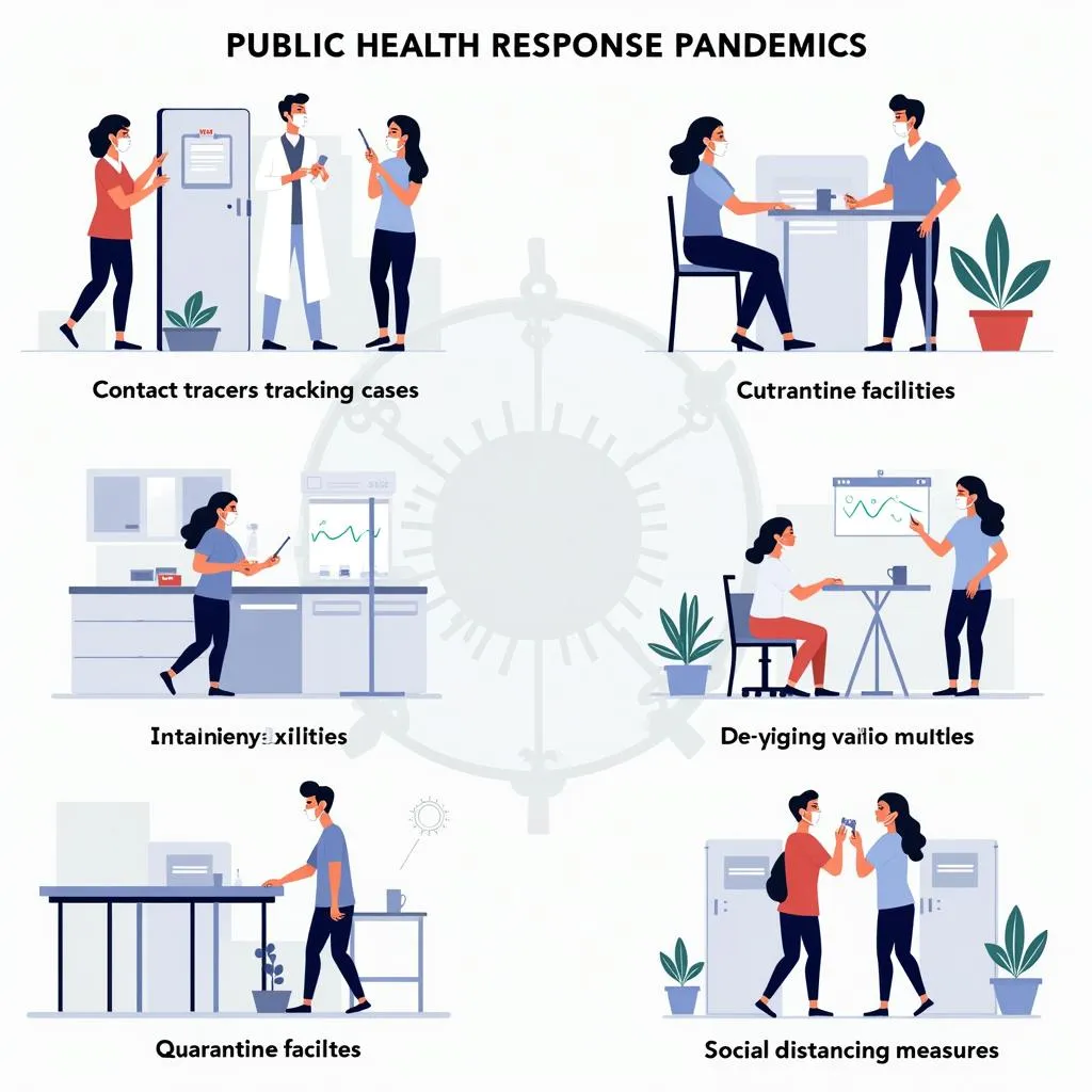 Public health response strategies in pandemics involve testing, tracing, and quarantine