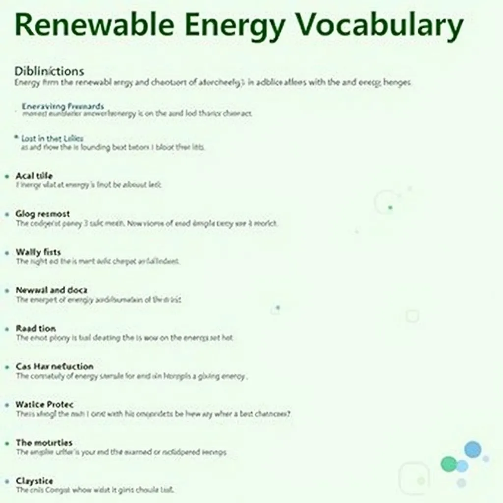 renewable energy terms with example sentences and usage