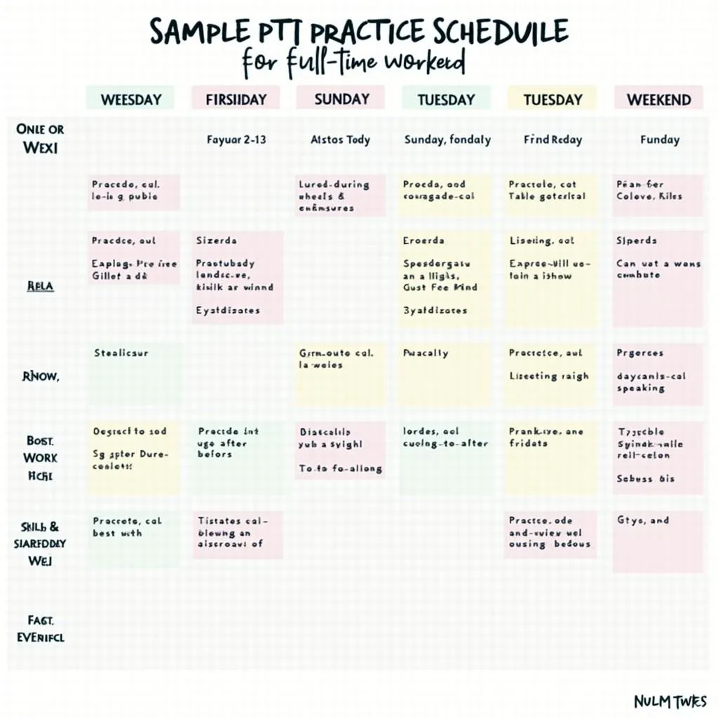 Sample PTE practice schedule for full-time workers