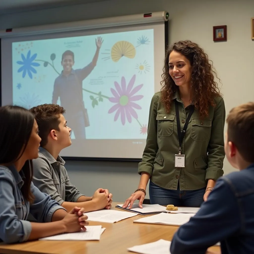 Students learning SD-related vocabulary in a workshop