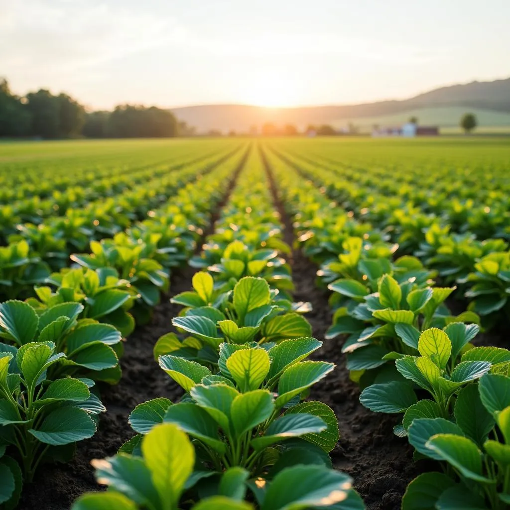 A farmer implementing sustainable agricultural practices on a genetically modified crop