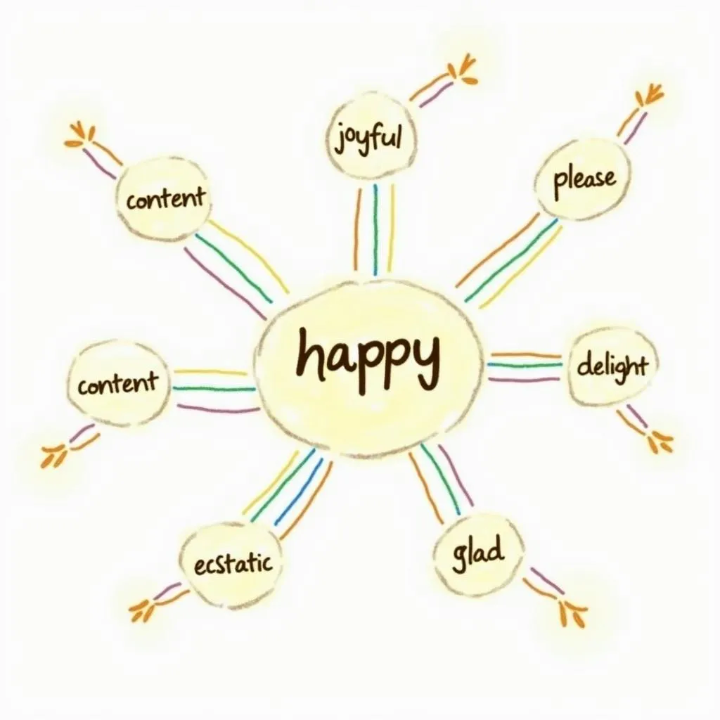 Visual representation of a synonym web for PTE practice