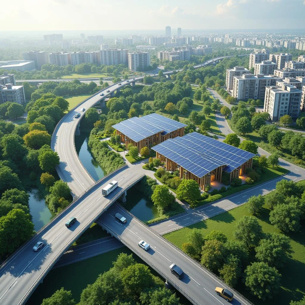 Sustainable urban infrastructure project with green energy creds