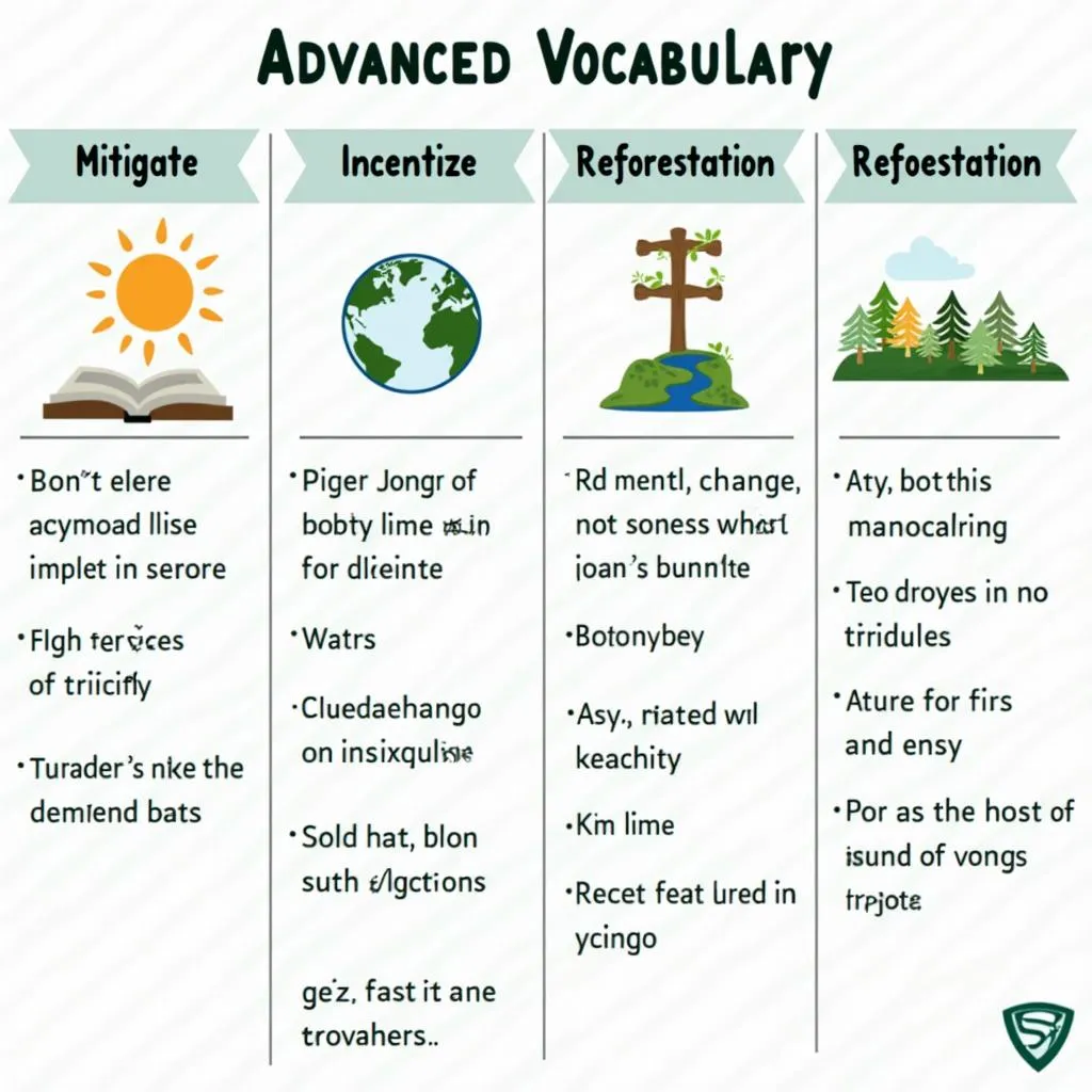 Advanced vocabulary related to climate change mitigation