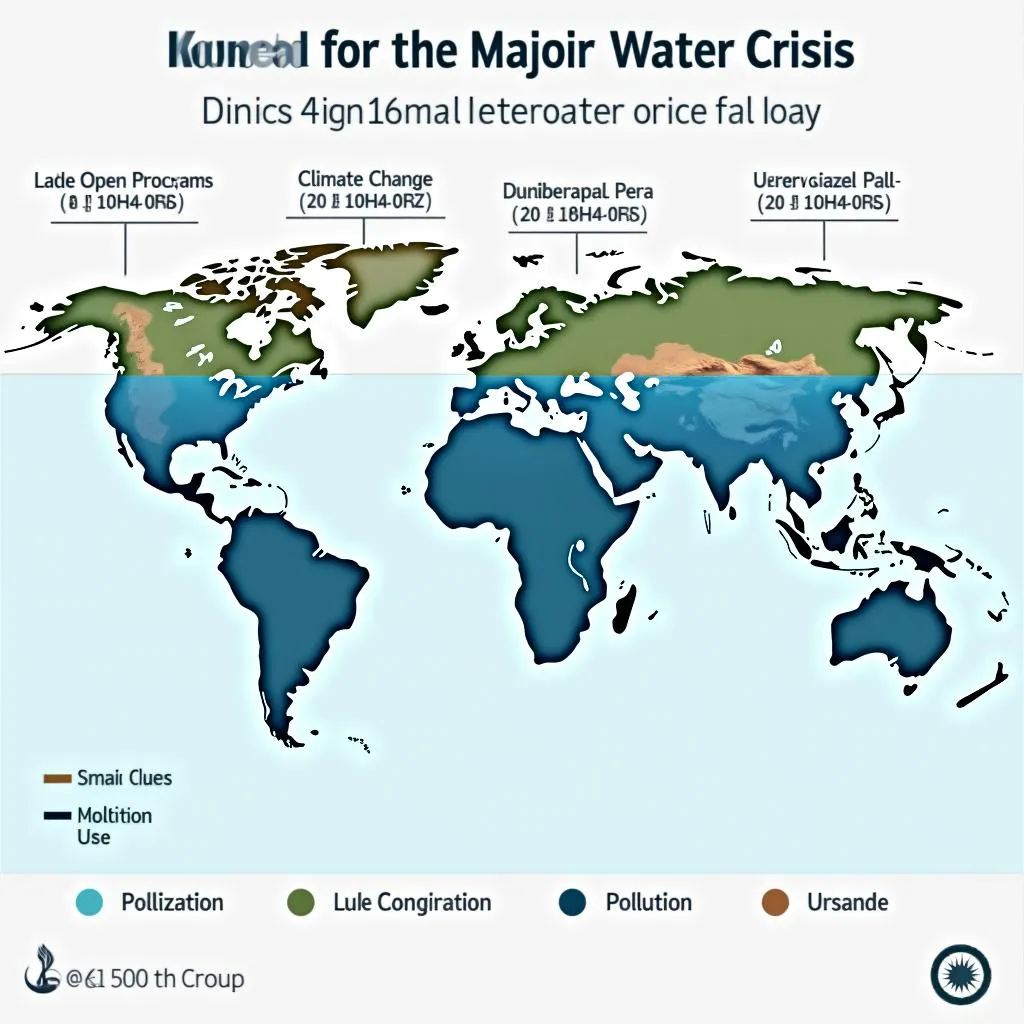 Global water crisis factors and conservation map