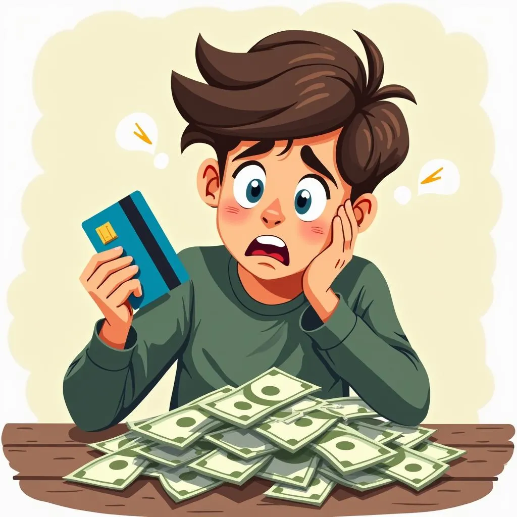 Young adults struggling with credit card debt accumulation and payment difficulties