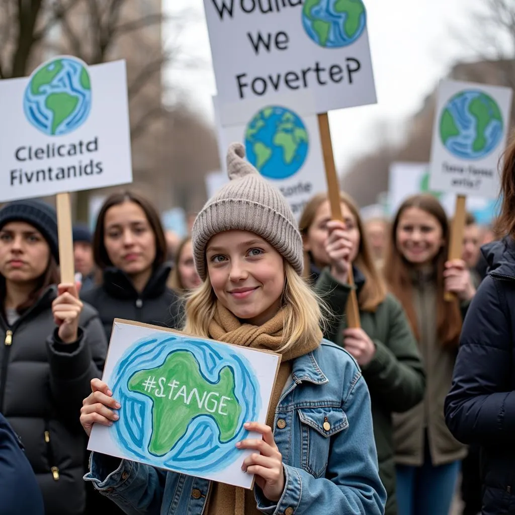 Youth activists protesting for climate change awareness